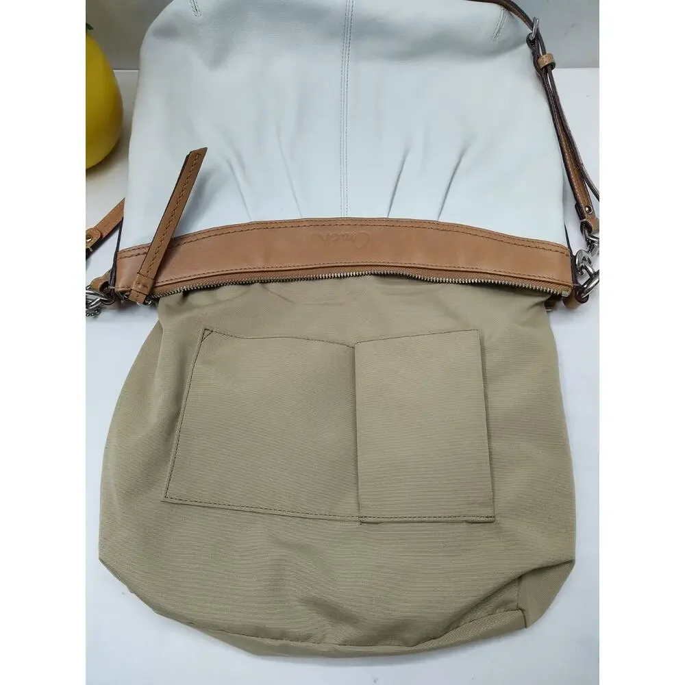 Coach Ashley White Leather Zipper Closure Hobo Crossbody Bag